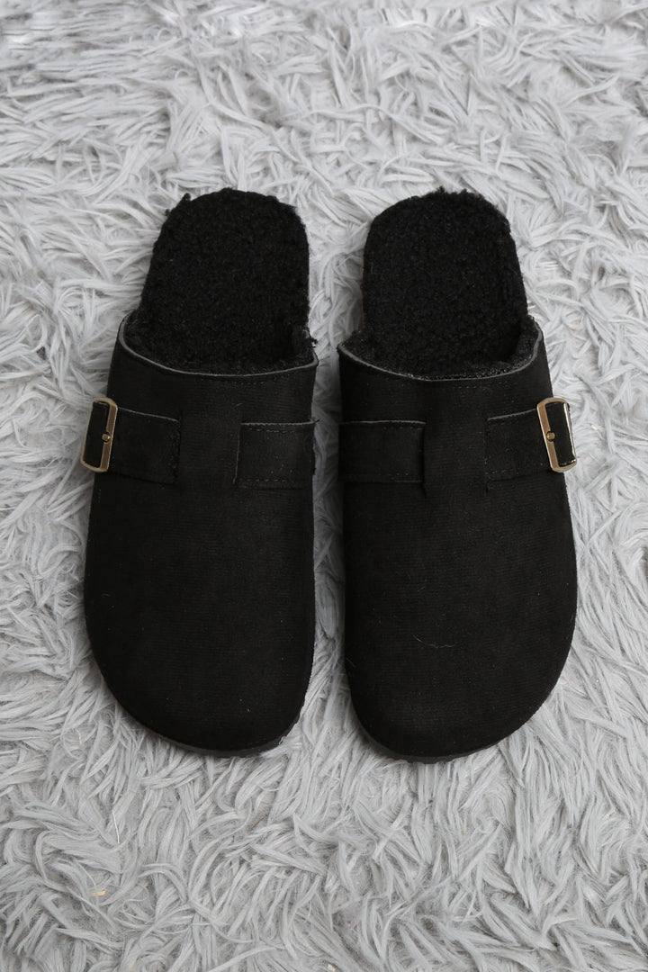 SOLID COLOR MULE SLIPPERS BLACK SLIPPERS/SLIDES