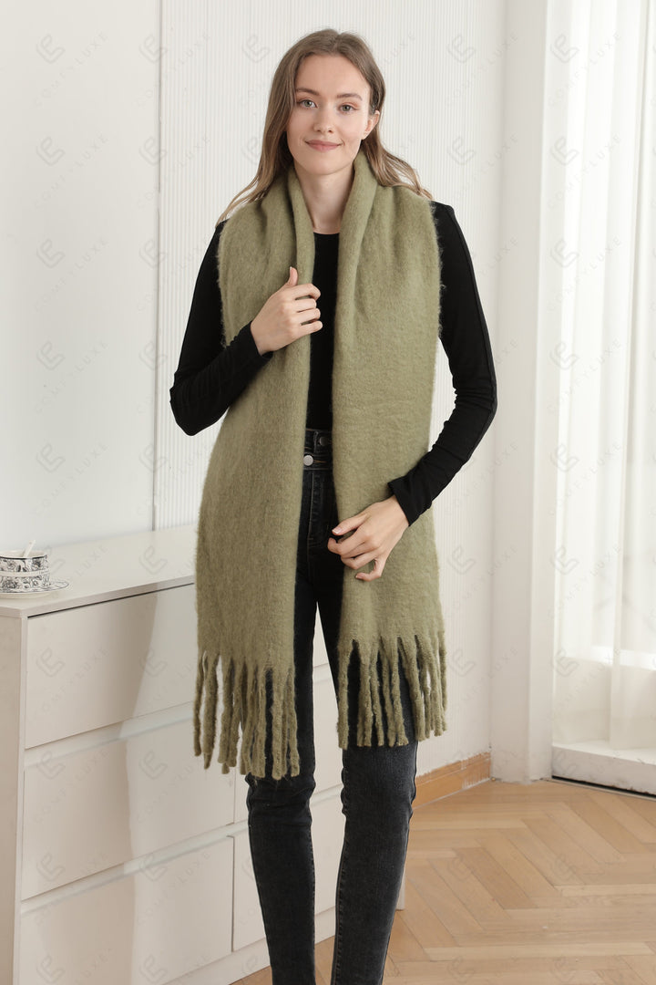 SOLID COLOR SCARF GREEN SCARVES