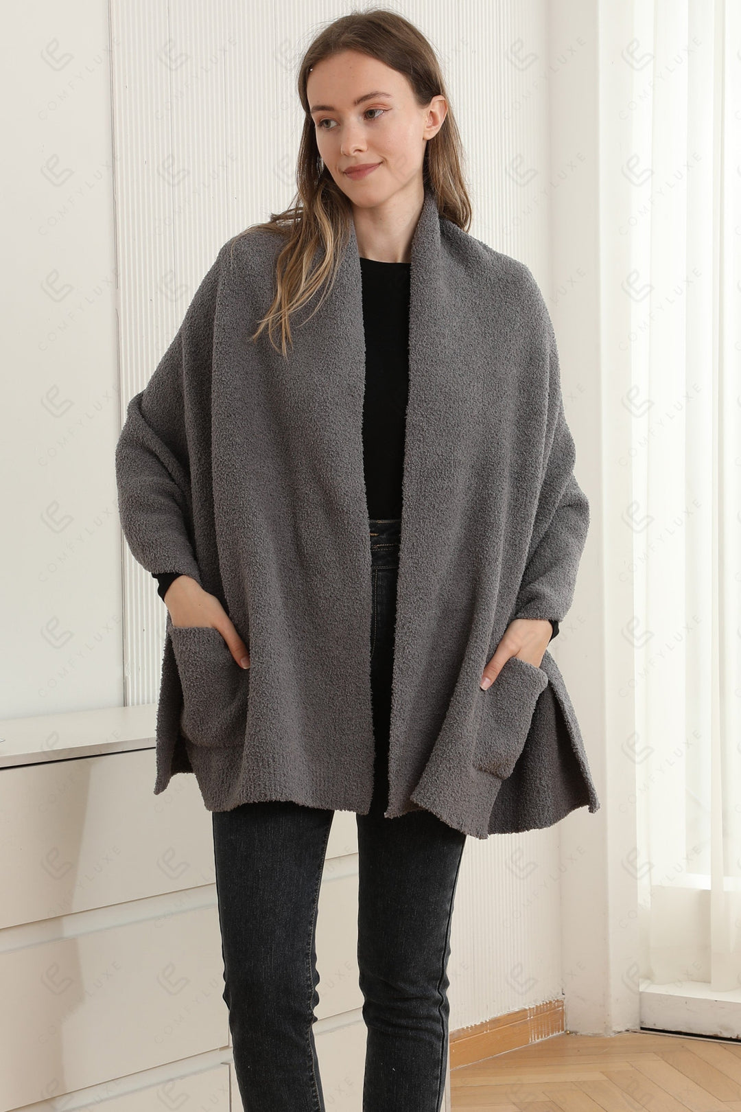 SOLID COLOR SHAWL CARDIGAN APPAREL
