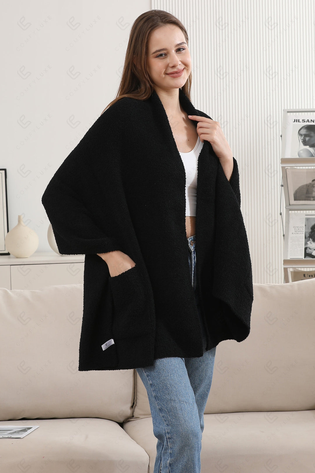 SOLID COLOR SHAWL CARDIGAN APPAREL
