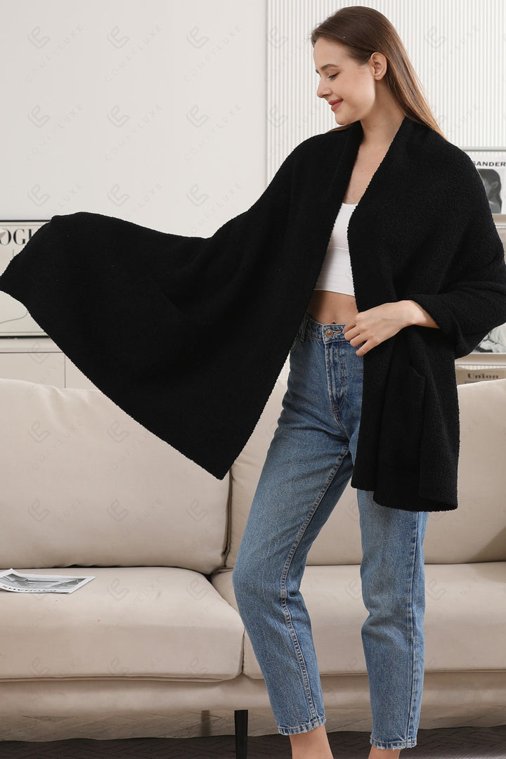 SOLID COLOR SHAWL CARDIGAN APPAREL