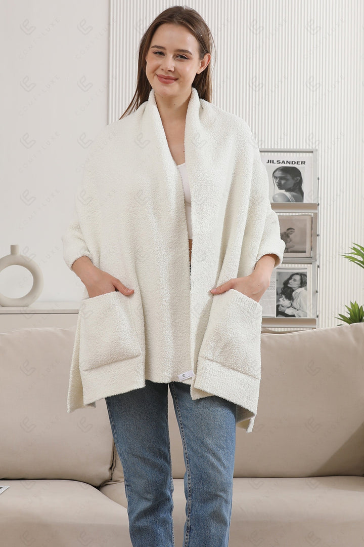 SOLID COLOR SHAWL CARDIGAN IVORY APPAREL