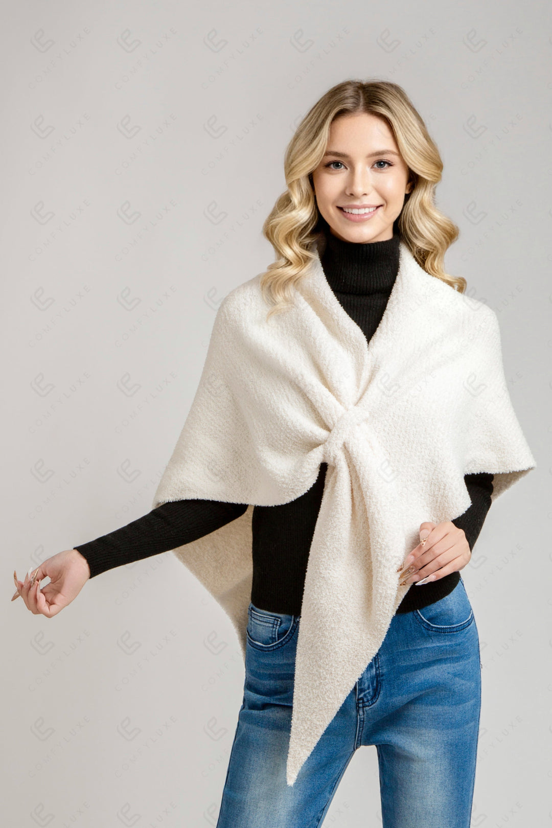 SOLID COLOR SHAWL IVORY APPAREL