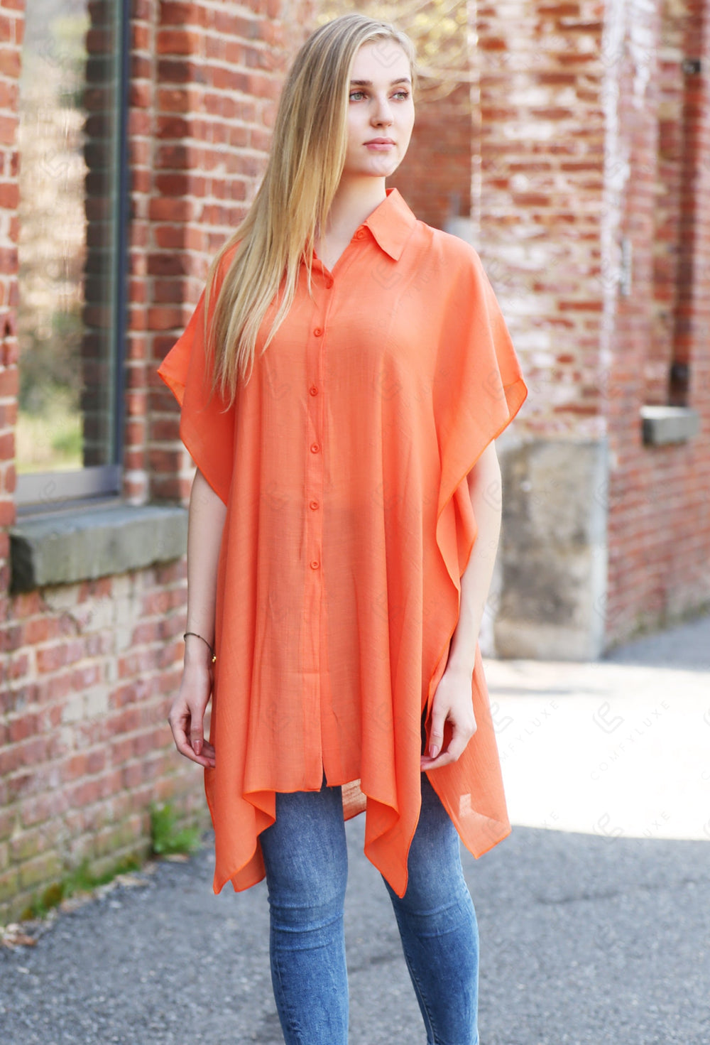 SOLID COLOR SHIRT ORANGE APPAREL