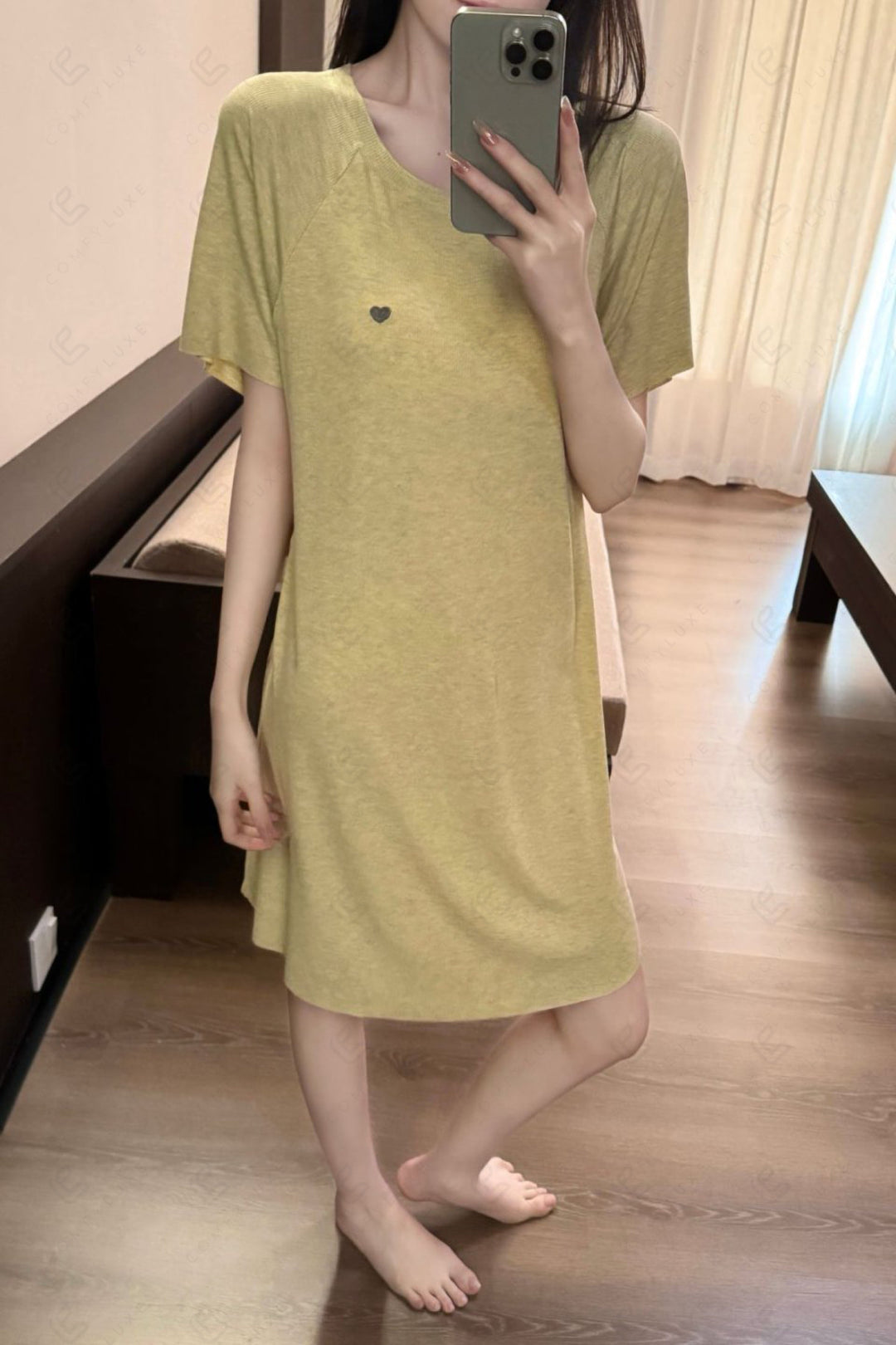 Solid Color Short Sleeve Scoop Neck Sleepshirt APPAREL