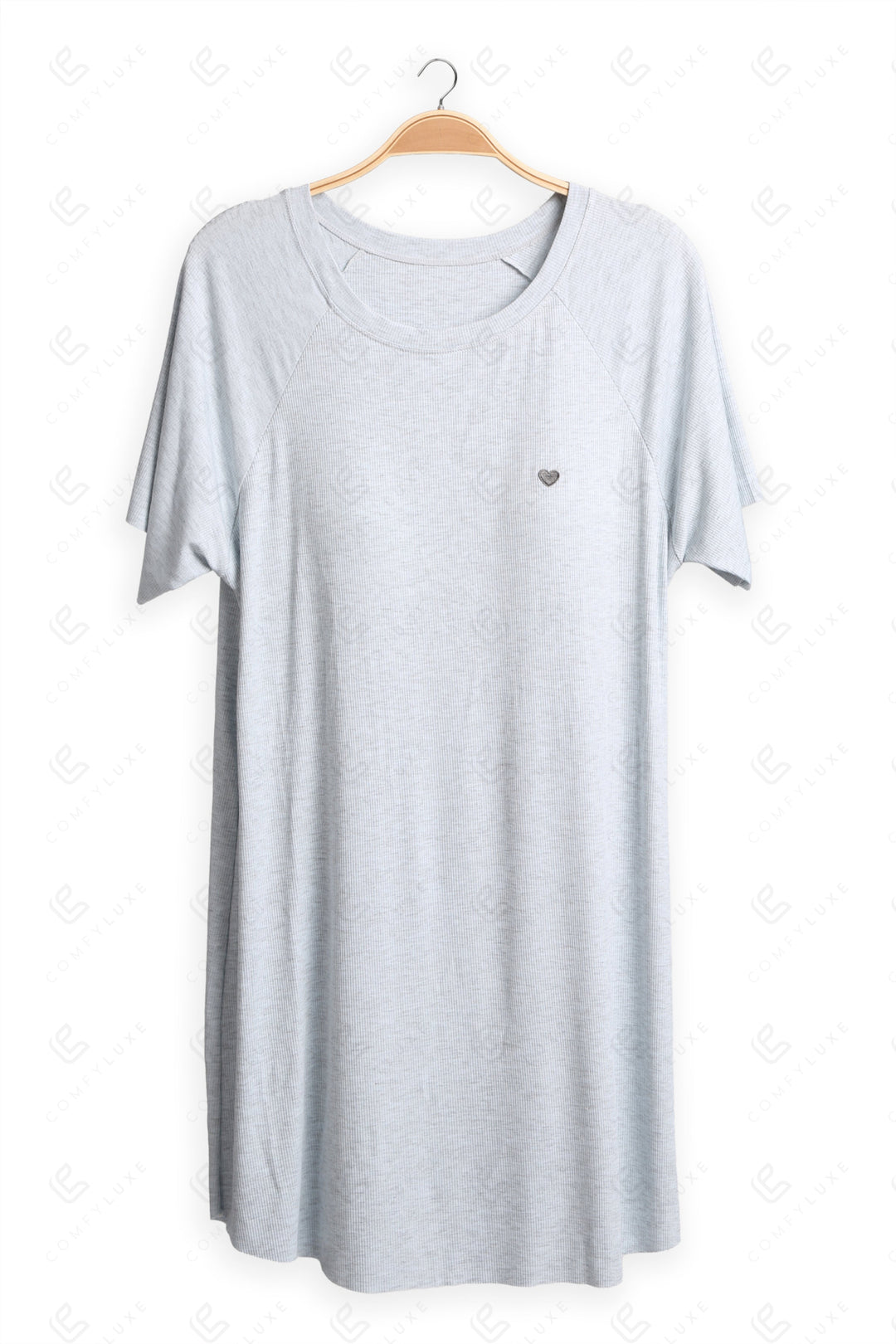 Solid Color Short Sleeve Scoop Neck Sleepshirt BLUE APPAREL