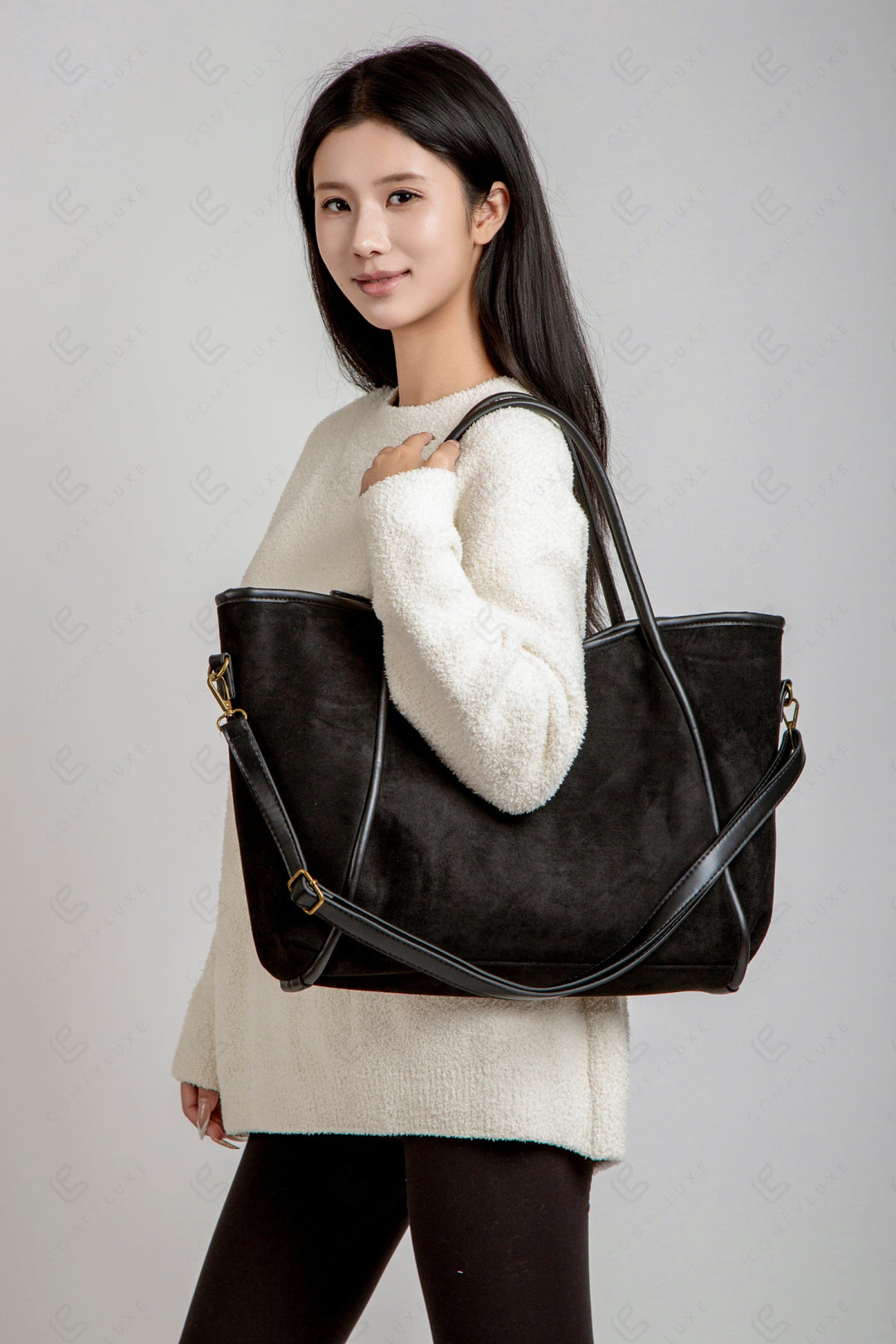 SOLID COLOR TOTE BAG BLACK BAGS