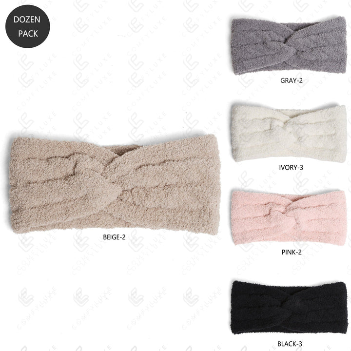 SOLID COLOR RIBBED TWIST KNOT HEADBAND HEADWEAR