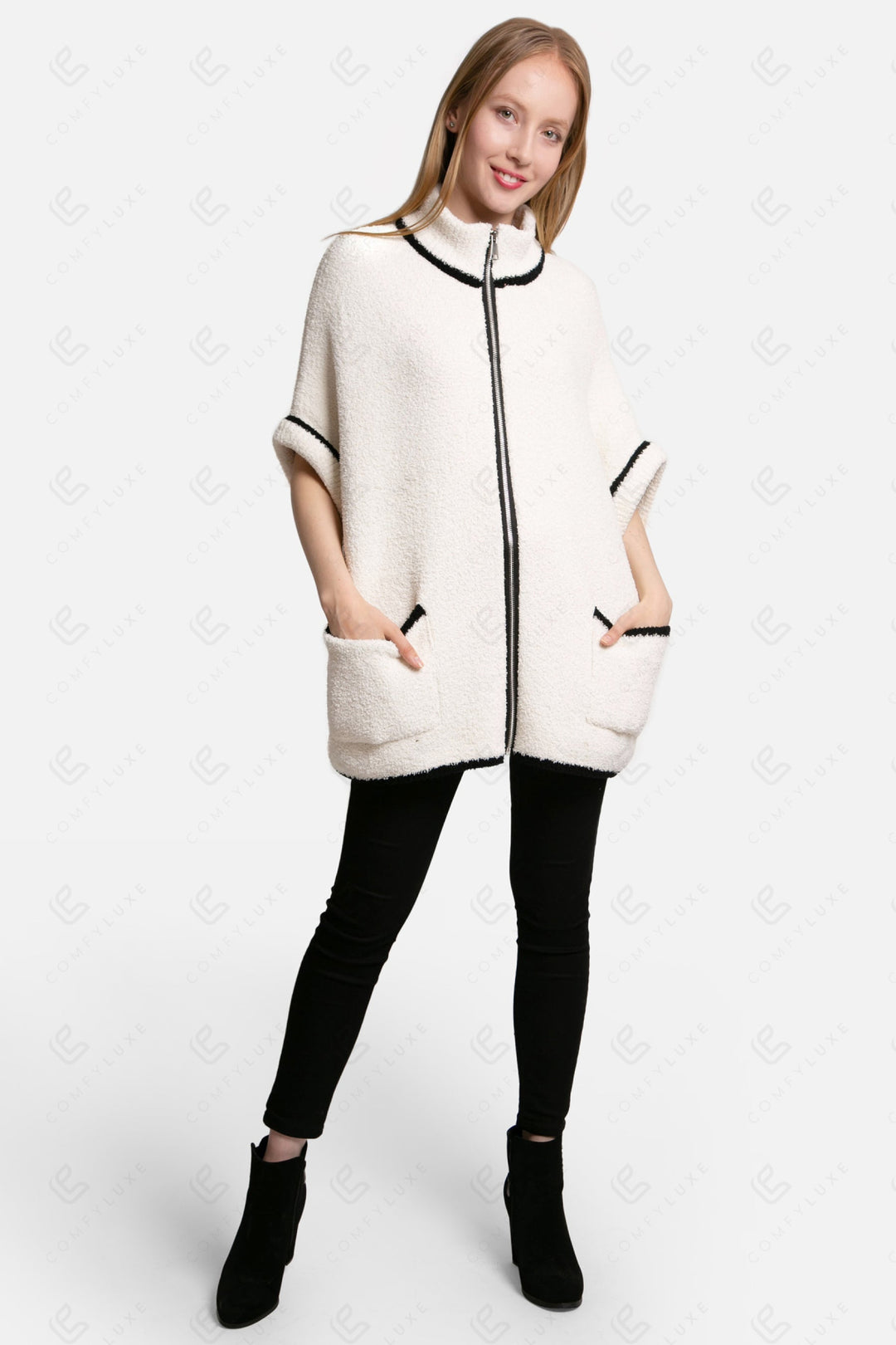 SOLID COLOR W/ COLORED EDGE PATTERN SWEATER APPAREL