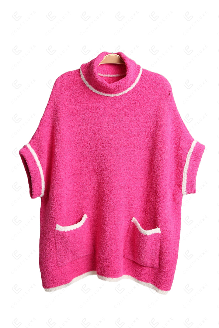 SOLID COLOR W/ COLORED EDGE PATTERN SWEATER APPAREL