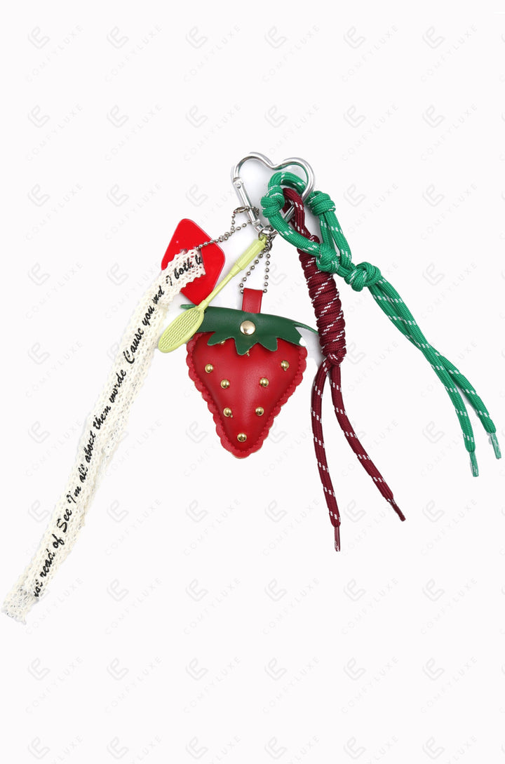STRAWBERRY KEYCHAIN/BAG CHARM RED KEYCHAINS