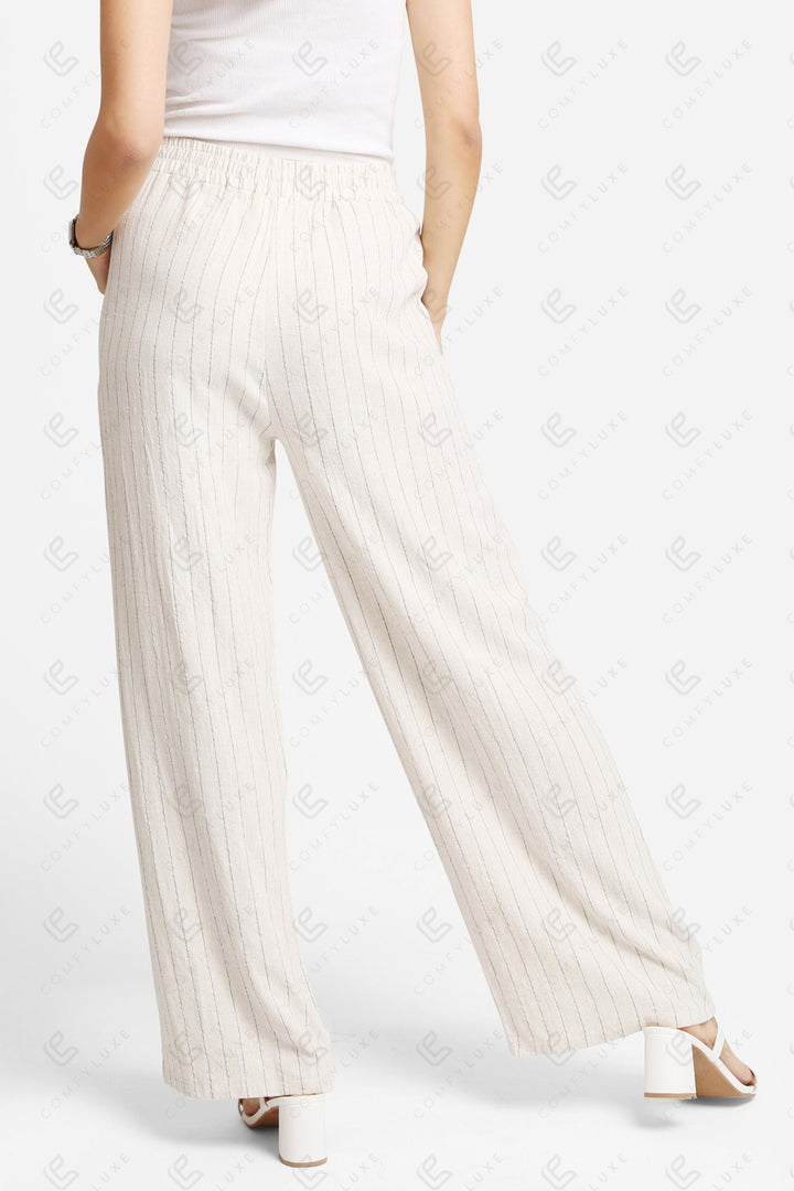 STRIPED PATTERN PANTS BEIGE APPAREL