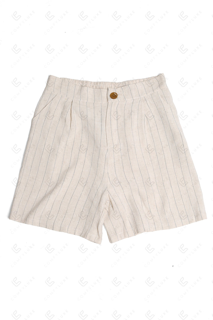STRIPED LINEN SHORTS BEIGE APPAREL