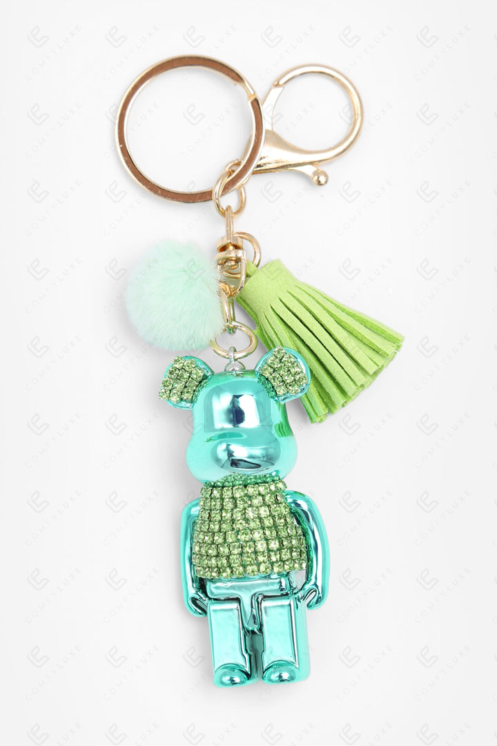 TEDDY BEAR KEYCHAIN/BAG CHARM GREEN KEYCHAINS