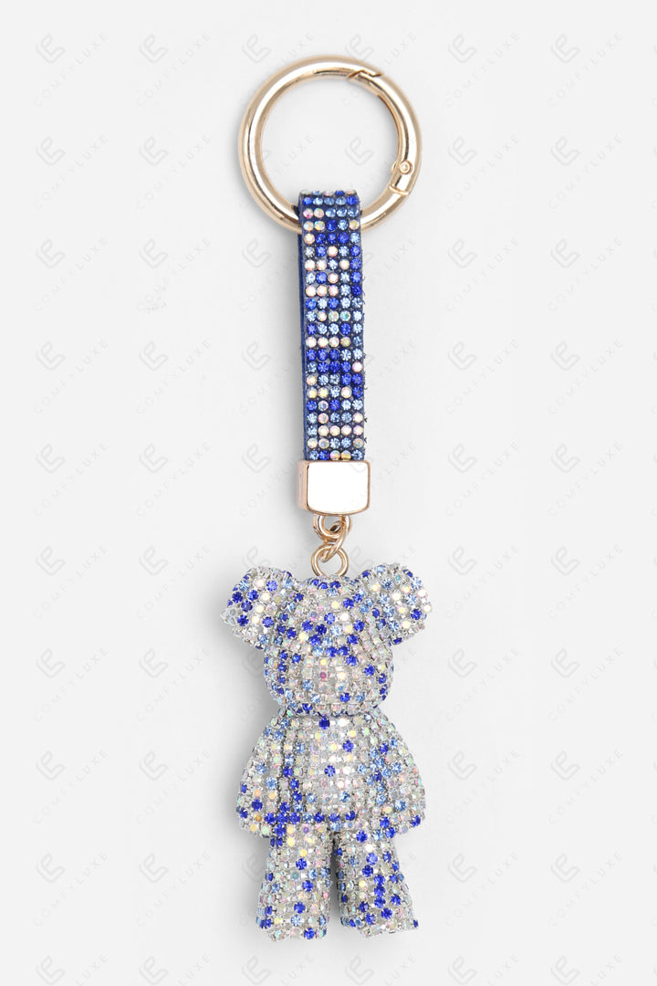 TEDDY BEAR KEYCHAIN/BAG CHARM WHITE/BLUE KEYCHAINS
