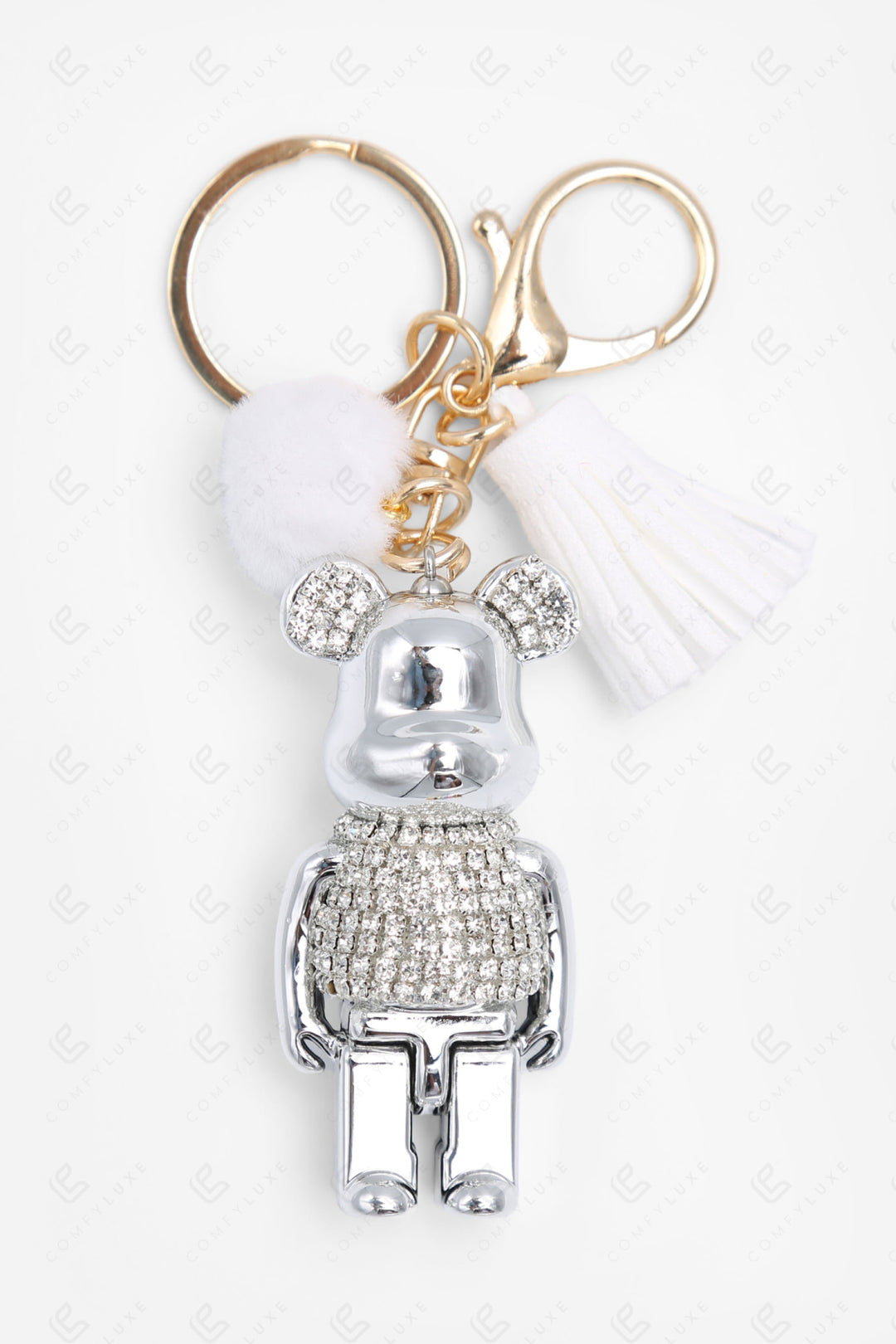 TEDDY BEAR KEYCHAIN/BAG CHARM WHITE KEYCHAINS
