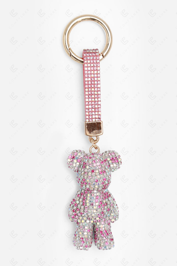 TEDDY BEAR KEYCHAIN/BAG CHARM WHITE/PINK KEYCHAINS