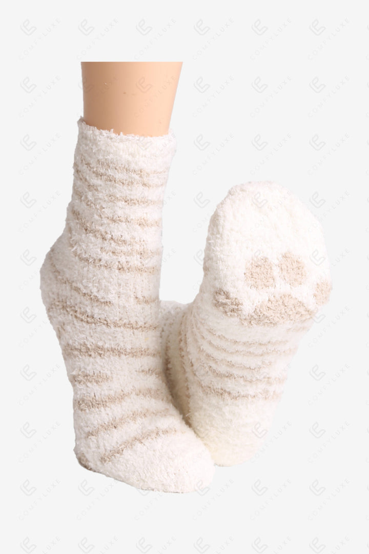 TIGER &amp; PAW PRINT PATTERN MINI-CREW SOCK SOCKS