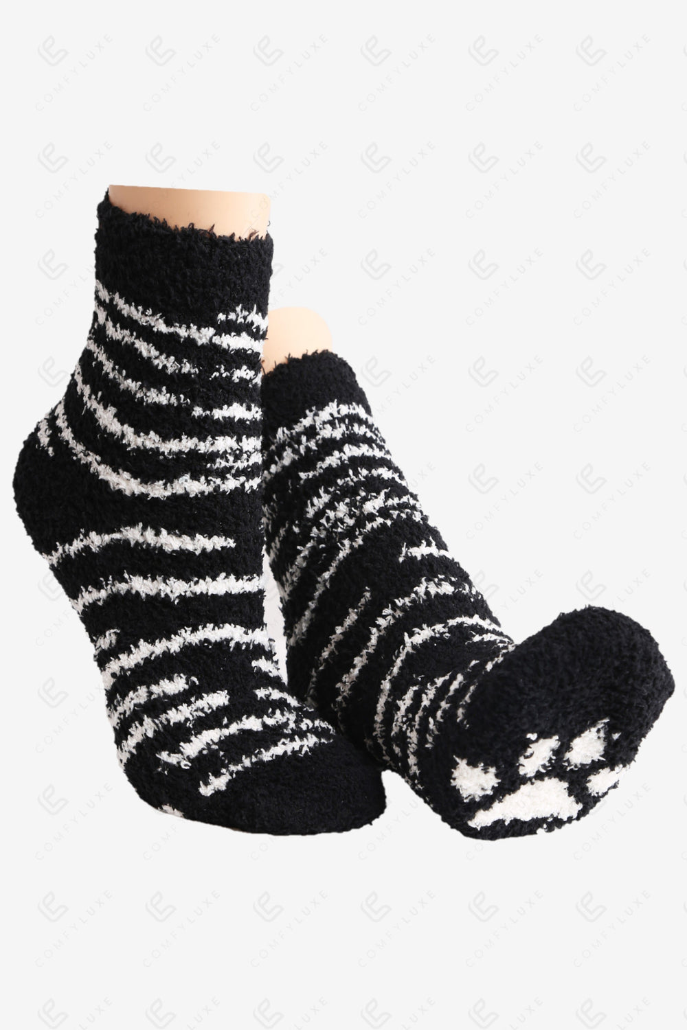 TIGER & PAW PRINT PATTERN MINI-CREW SOCK SOCKS