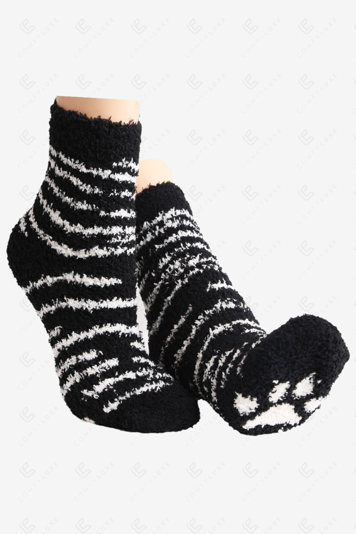 TIGER &amp; PAW PRINT PATTERN MINI-CREW SOCK SOCKS