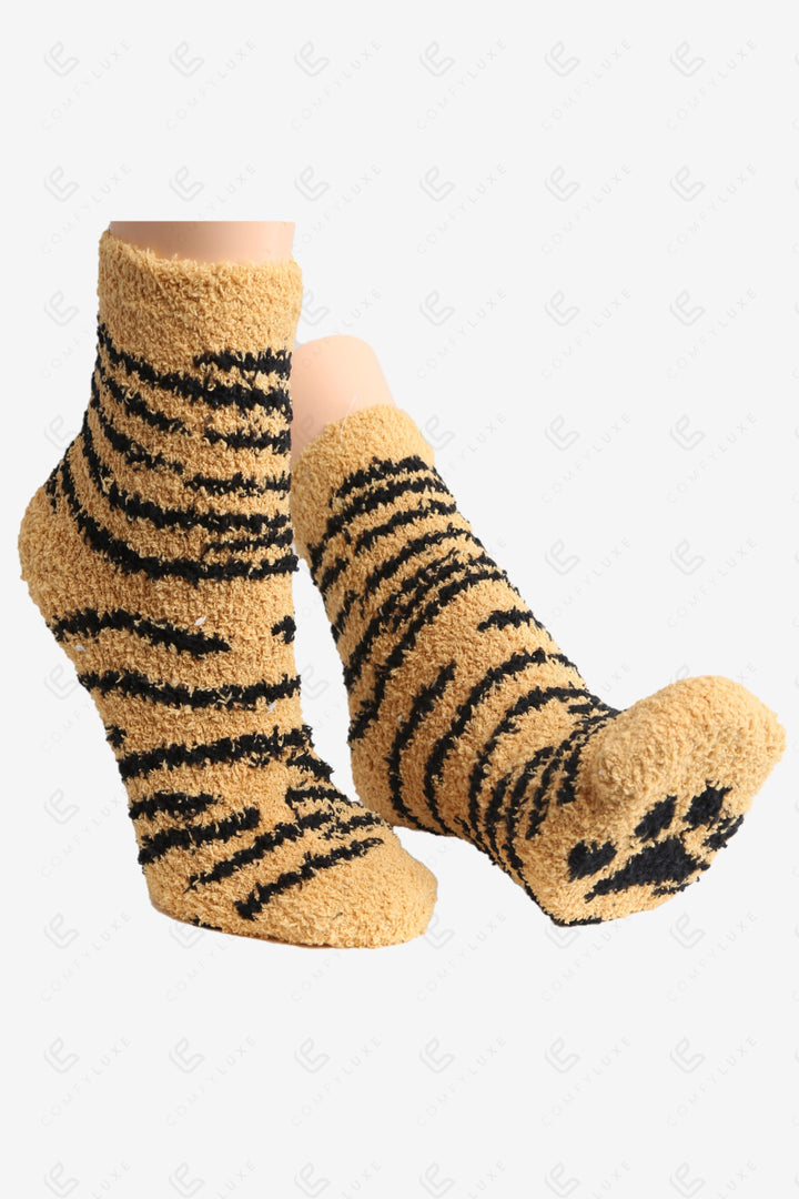 TIGER &amp; PAW PRINT PATTERN MINI-CREW SOCK SOCKS