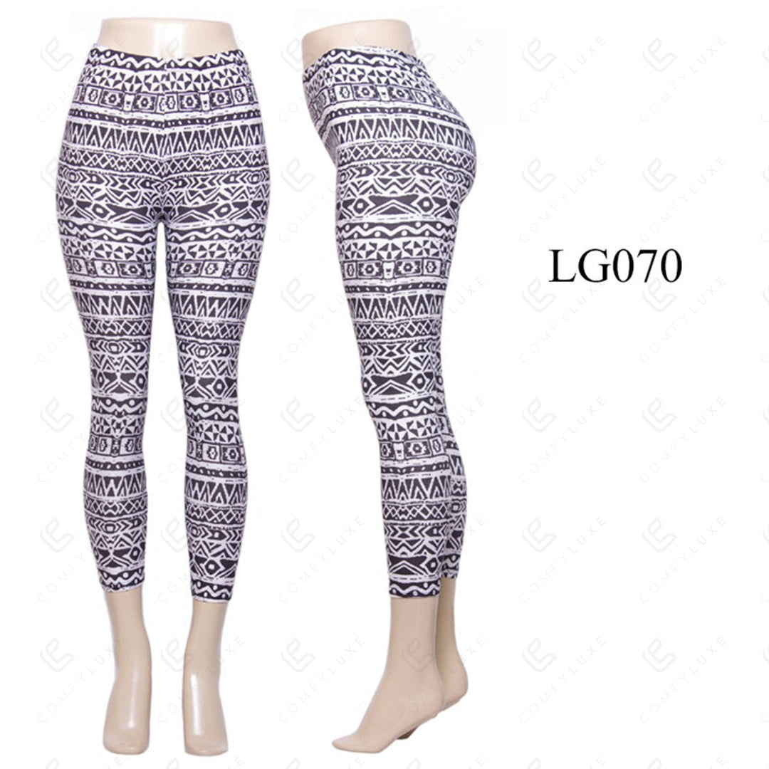 TRIBAL PATTERN LEGGINGS BLACK/WHITE APPAREL