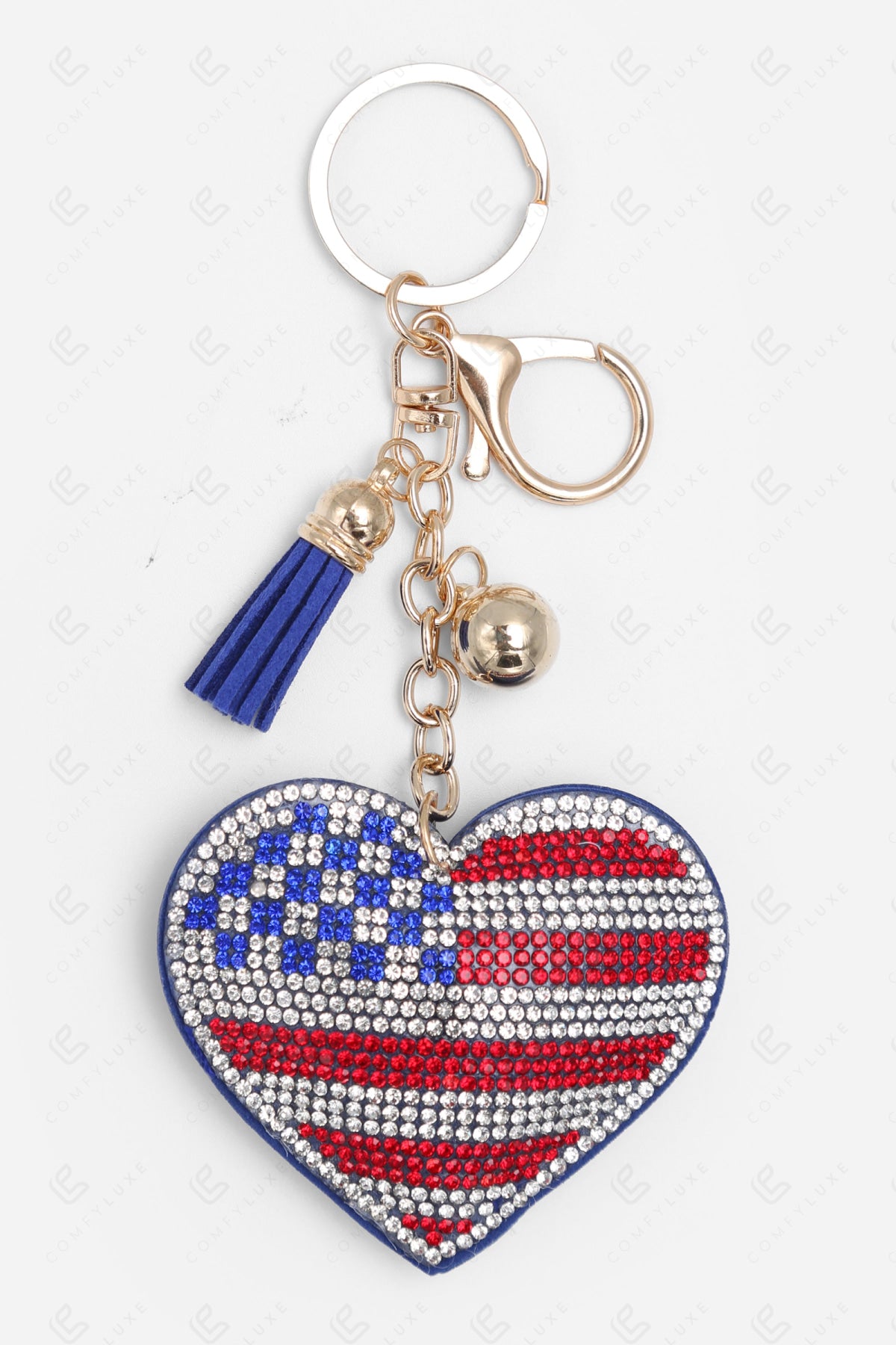 USA FLAG & HEART KEYCHAIN/BAG CHARM FLAG KEYCHAINS