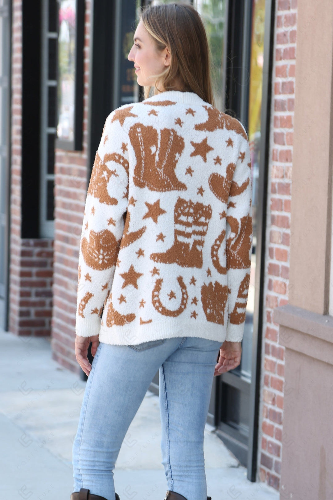 WESTERN PATTERN SWEATER BROWN APPAREL